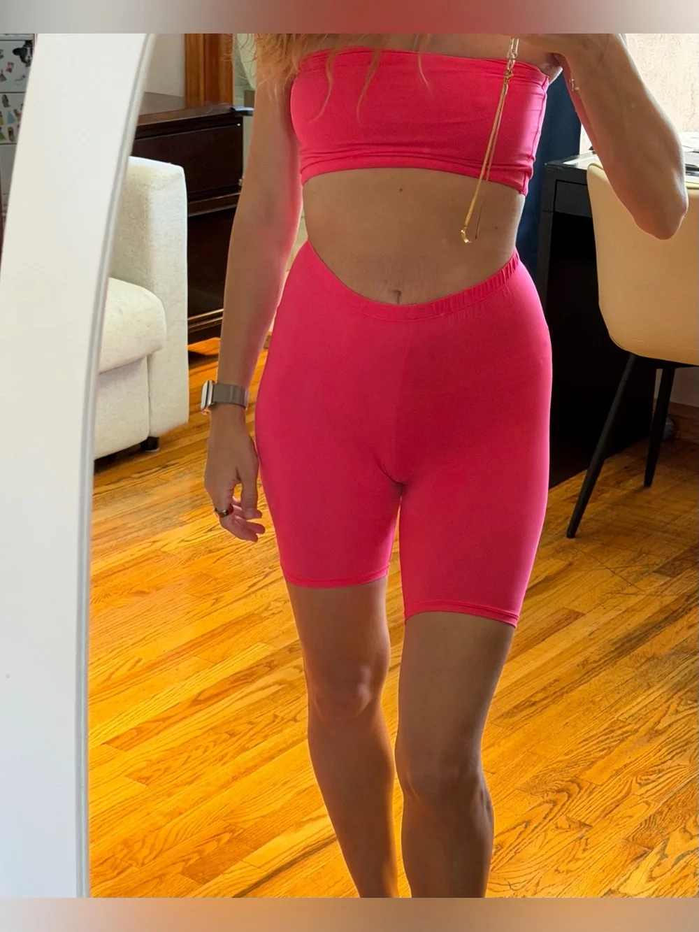 SKIMS Fits Everybody Bandeau & Bike Short Set Pink S